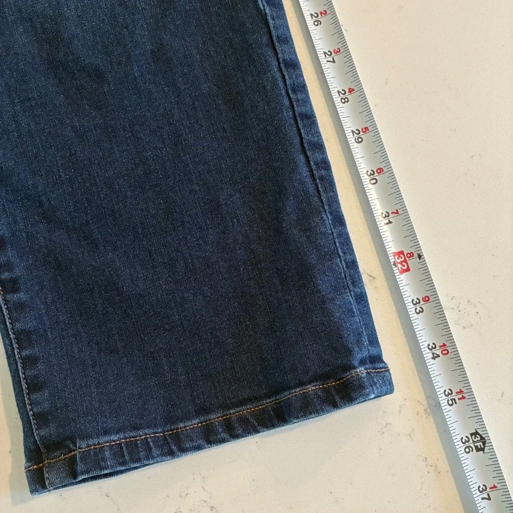Liverpool Jeans Womens 12/31 Dark Blue Straight Leg Whiskered Stretch Cropped - Picture 14 of 16